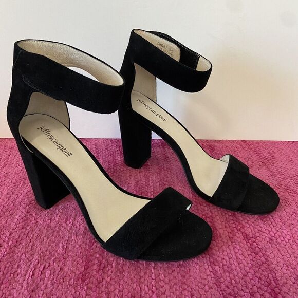 Jeffrey Campbell Shoes - Jeffrey Campbell Lindsay Sandal Heels Black Suede Size 9.5